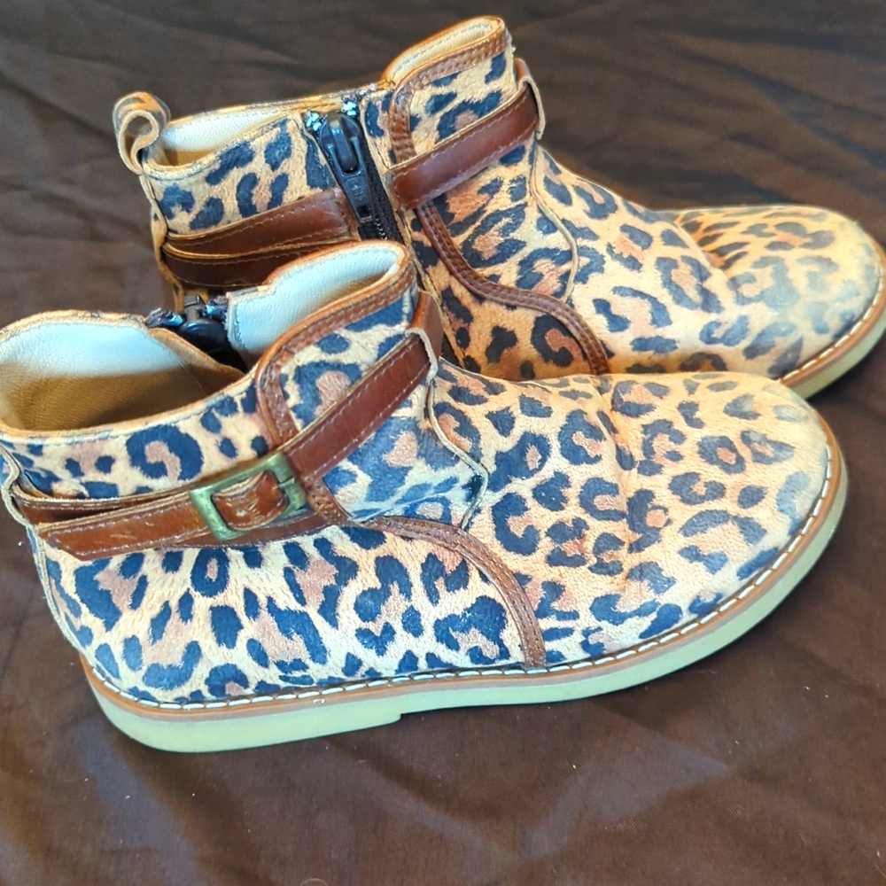 Elephantito Leopard Print Kids Boots in Brown and Tan